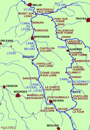 loire nivernais seine yonne Vincelles canal map