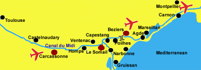 canal du midi boat rentals map